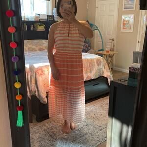 Maison Jules Women Salmon Electric Pleated Maxi Dress Size L